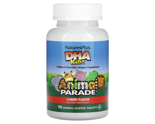 Риб'ячий жир для дітей, DHA for Kids, Nature's Plus, Animal Parade, вишневий смак, 90 жувальних цукерок