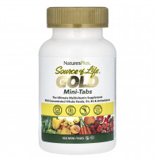 Мультивітаміни, Gold, The Ultimate Multivitamin Supplement, Source of Life, NaturesPlus, 180 міні-таблеток
