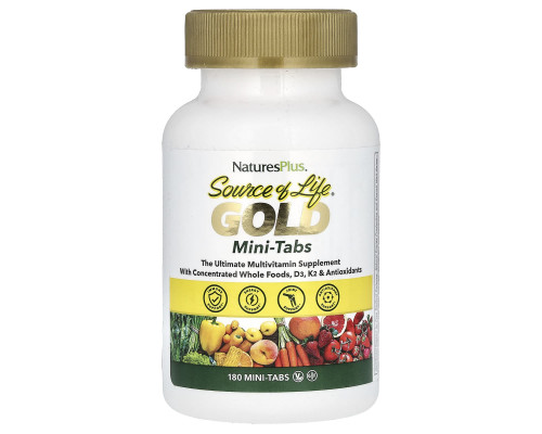 Мультивітаміни, Gold, The Ultimate Multivitamin Supplement, Source of Life, NaturesPlus, 180 міні-таблеток