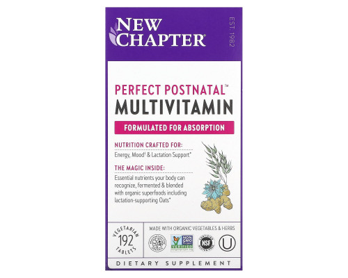 Мультивітамінний постнатальний комплекс, Postnatal MultiVitamin, New Chapter, 192 вегетаріанські таблетки