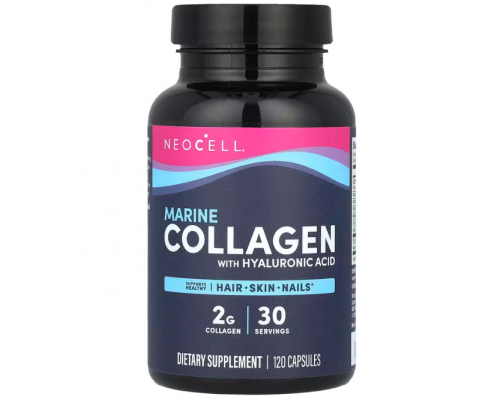 Морський колаген і гіалуронова кислота, Marine Collagen, Neocell, 120 капсул