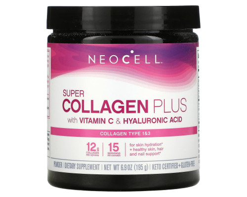 Колаген для шкіри (комплекс), Collagen, Neocell, з вітаміном C і гіалуроновою кислотою, 195 г