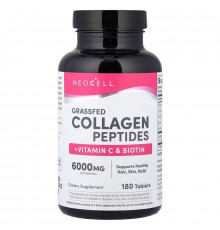 Пептиди колагену + вітамін С та біотин, Collagen + Vitamin C & Biotin, NeoCell, супер, 180 таблеток