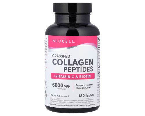 Пептиди колагену + вітамін С та біотин, Collagen + Vitamin C & Biotin, NeoCell, супер, 180 таблеток