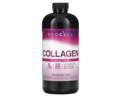 Колаген 1 та 3 типу, Collagen Type 1 & 3 Liquid, NeoCell, рідкий, концентрат гранату, 473 мл