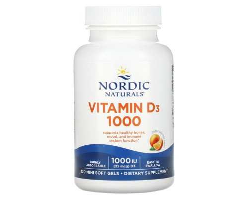 Вітамін D3 (апельсин), Vitamin D3, Nordic Naturals, 1000 МО, 120 гелевих капсул