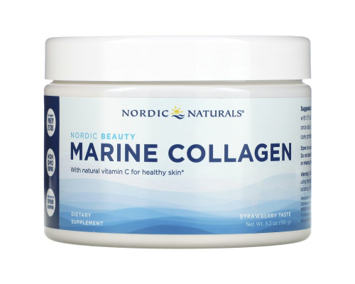 Морський колаген, з полуничним ароматом, Marine Collagen, Nordic Naturals, 150 г