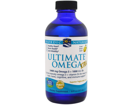 Омега екстра, Omega Xtra, Nordic Naturals, лимонний смак, 237 мл.