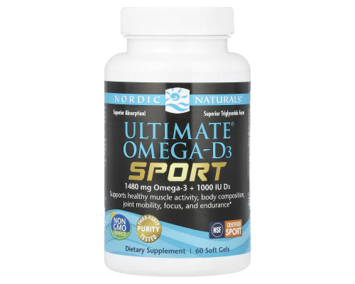Омега-D3 спорт, Omega-D3, Nordic Naturals, 1000 мг, 60 капсул