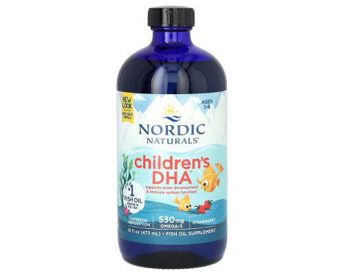 Риб'ячий жир для дітей від 1 до 6 років, Children's DHA, Nordic Naturals, полуниця, рідкий, 530 мг, 473 мл