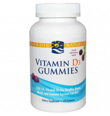 Вітамін D3, Vitamin D3 Gummies, Nordic Naturals, лісові ягоди, 1000 МО, 120 желе