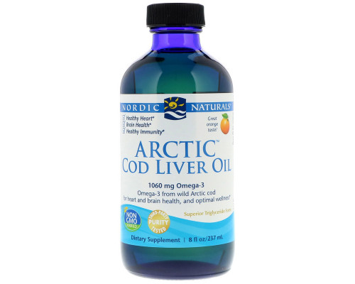 Риб'ячий жир з печінки тріски, Arctic Cod Liver Oil, Nordic Naturals, апельсин, арктичний, 237 мл