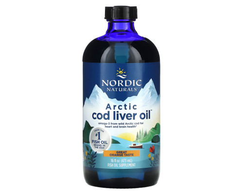 Риб'ячий жир з печінки тріски (апельсин), Cod Liver Oil, Nordic Naturals, арктичний, 473 мл.