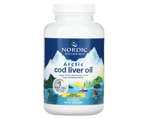 Риб'ячий жир з печінки тріски, Cod Liver Oil, Nordic Naturals, лимон, арктичний, 1000 мг, 180 капсул