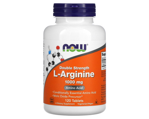L-аргінін, L-Arginine, Now Foods, подвійна сила, 1000 мг, 120 таблеток