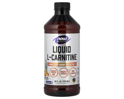 L-карнітин, L-Carnitine, Now Foods, Sports, рідкий, тропічний пунш, 473 мл