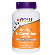 Ацетил карнітин, Acetyl-L Carnitine, Now Foods, 500 мг, 100 вегетаріанських капсул