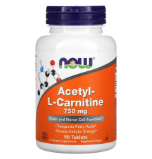 Ацетил карнітин, Acetyl-L Carnitine, Now Foods, 750 мг, 90 таблеток