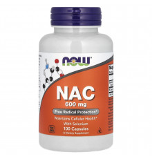 N-ацетилцистеїн з селеном, NAC (N-Acetyl Cysteine), Now Foods, 600 мг, 100 капсул