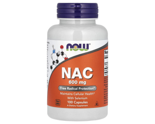 N-ацетилцистеїн з селеном, NAC (N-Acetyl Cysteine), Now Foods, 600 мг, 100 капсул