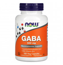 Гамма-аміномасляна кислота з вітаміном В-6, GABA with Vitamin B-6, NOW Foods, 500 мг, 100 вегетаріанських капсул
