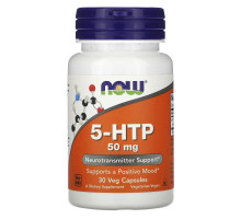 5-HTP, 5-гідрокситриптофан, 5-HTP, Now Foods, 50 мг, 30 вегетаріанських капсул