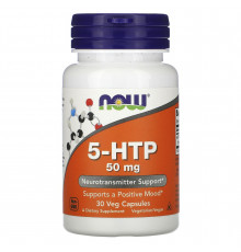 5-HTP, 5-гідрокситриптофан, 5-HTP, Now Foods, 50 мг, 30 вегетаріанських капсул