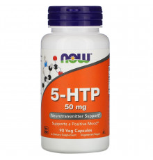 5-HTP, 5-гідрокситриптофан, 5-HTP, NOW Foods, 50 мг, 90 вегетаріанських капсул