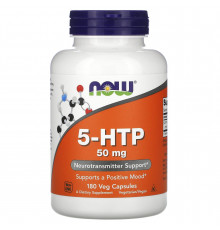 5-HTP, 5-гідрокситриптофан, 5-HTP, Now Foods, 50 мг, 180 вегетаріанських капсул