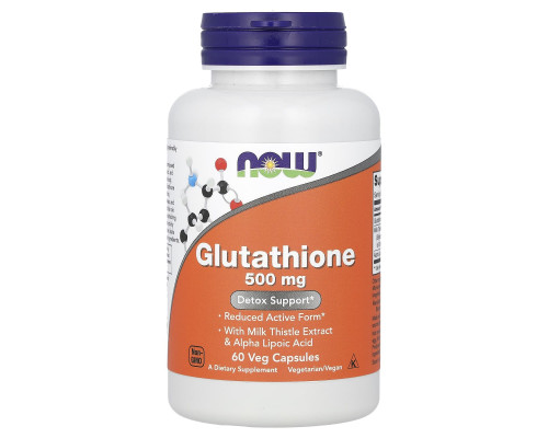 Глутатіон, Glutathione, NOW Foods, 500 мг, 60 вегетаріанських капсул