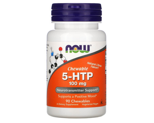 5-HTP (5-гідрокситриптофан), 5-HTP, Now Foods, цитрусовий смак, 100 мг, 90 жувальних таблеток