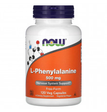 Фенілаланін, L-Phenylalanine, Now Foods, 500 мг, 120 вегетаріанських капсул.