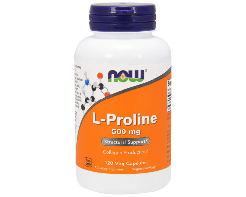 Пролін, L-Proline, Now Foods, 500 мг, 120 вегетаріанських капсул