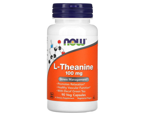 L-теанін, L-Theanine, Now Foods, 100 мг, 90 вегетаріанських капсул