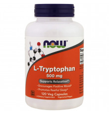 Триптофан, L-Tryptophan, Now Foods, 500 мг, 120 вегетаріанських капсул