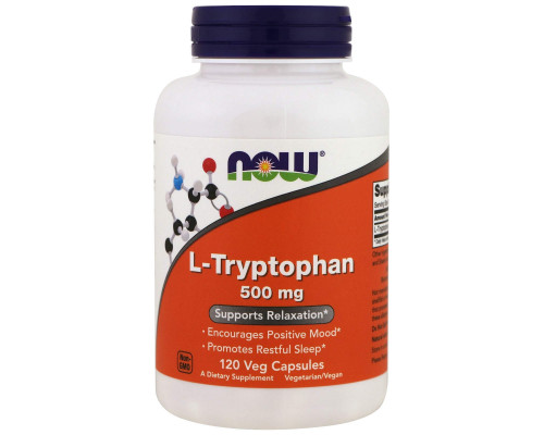 Триптофан, L-Tryptophan, Now Foods, 500 мг, 120 вегетаріанських капсул