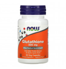 Глутатіон, Glutathione, Now Foods, 500 мг, 30 капсул