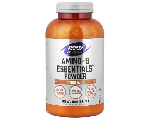 Амінокислоти в спорті, Amino-9 Essentials, Now Foods, Sports, порошок, 330 г