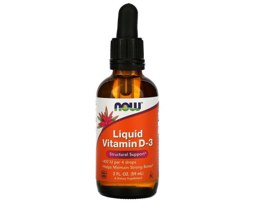 Вітамін D3, Liquid Vitamin D-3, NOW Foods, рідкий, 10 мкг (400 МО), 59 мл