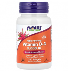 Вітамін D-3, Vitamin D-3, Now Foods, високоефективний, 125 мкг (5000 МО), 240 гелевих капсул