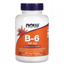 Вітамін В6, Vitamin B-6, Now Foods, 100 мг, 250 вегетаріанських капсул