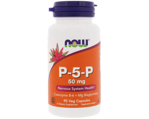 P-5-P пиридоксаль-5-фосфат з магнієм, Now Foods, 50 мг, 90 вегетаріанських капсул
