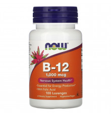 Вітамін В12 та фолієва кислота, B-12 With Folic Acid, Now Foods, 1000 мкг, 100 цукерок