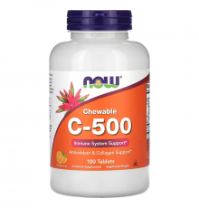 Вітамін С жувальний, Chewable C-500, Now Foods, смак апельсина, 100 жувальних таблеток