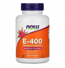Вітамін Е зі змішаними токоферолами, E-400, Now Foods, 268 мг (400 МО), 250 гелевих капсул
