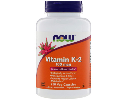 Вітамін К2, Vitamin K2, Now Foods, 100 мкг, 250 капсул