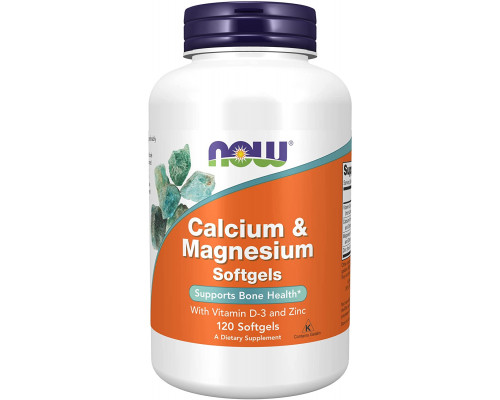 Кальцій та магній, Calcium & Magnesium, Now Foods, з вітаміном D-3 та цинком, 120 гелевих капсул