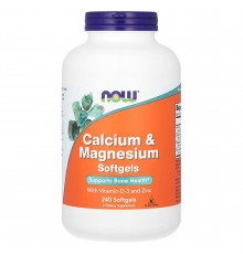 Кальцій та магній, Calcium & Magnesium, Now Foods, з вітаміном D-3 та цинком, 240 гелевих капсул