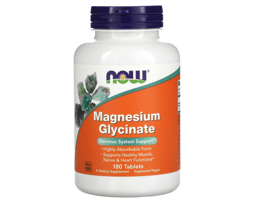 Магній гліцинат, Magnesium Glycinate, Now Foods, 200 мг, 180 таблеток (100 мг у таблетці)
