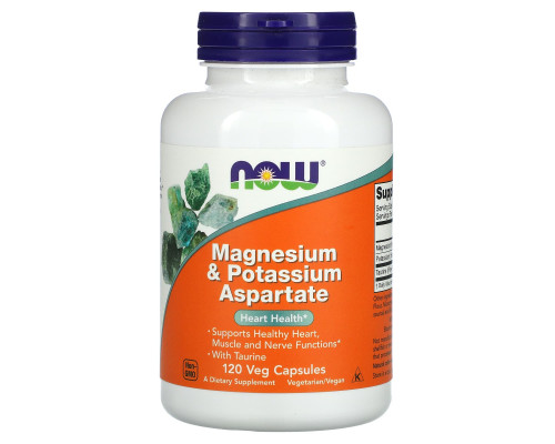 Магній та калій аспартат, Magnesium & Potassium Aspartate, Now Foods, 120 вегетаріанських капсул